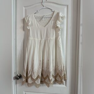 Andrée Blue Women’s Embroidered Boho Dress Sz L.  9178